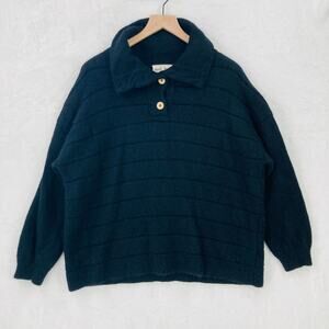 Wol Hide Quilted Anorak Sweater Womens Small Medium 100% Baby Alpaca Wool Black